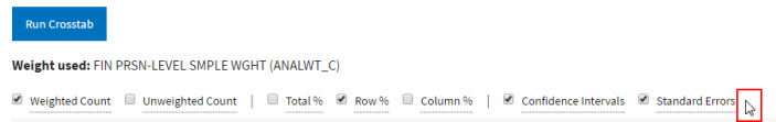 Image of Cursor Next to Standard Errors Checkbox